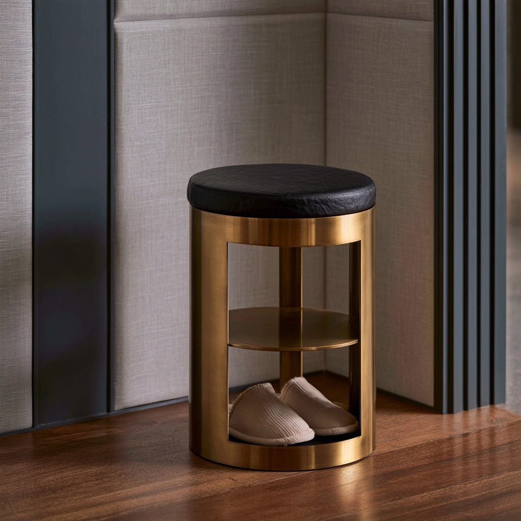 Schuhbank mit Stauraum, Farbe: gold