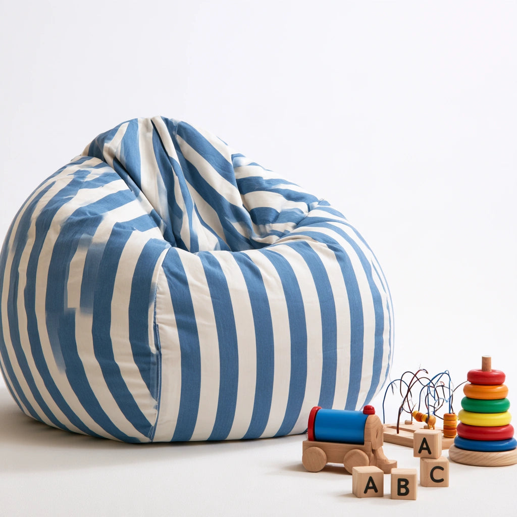 Runder Sitzsack, Farbe: blau und weiß