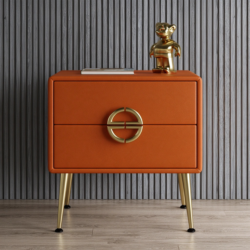 Akzentstuhl mit Lederbezug, Farbe: orange