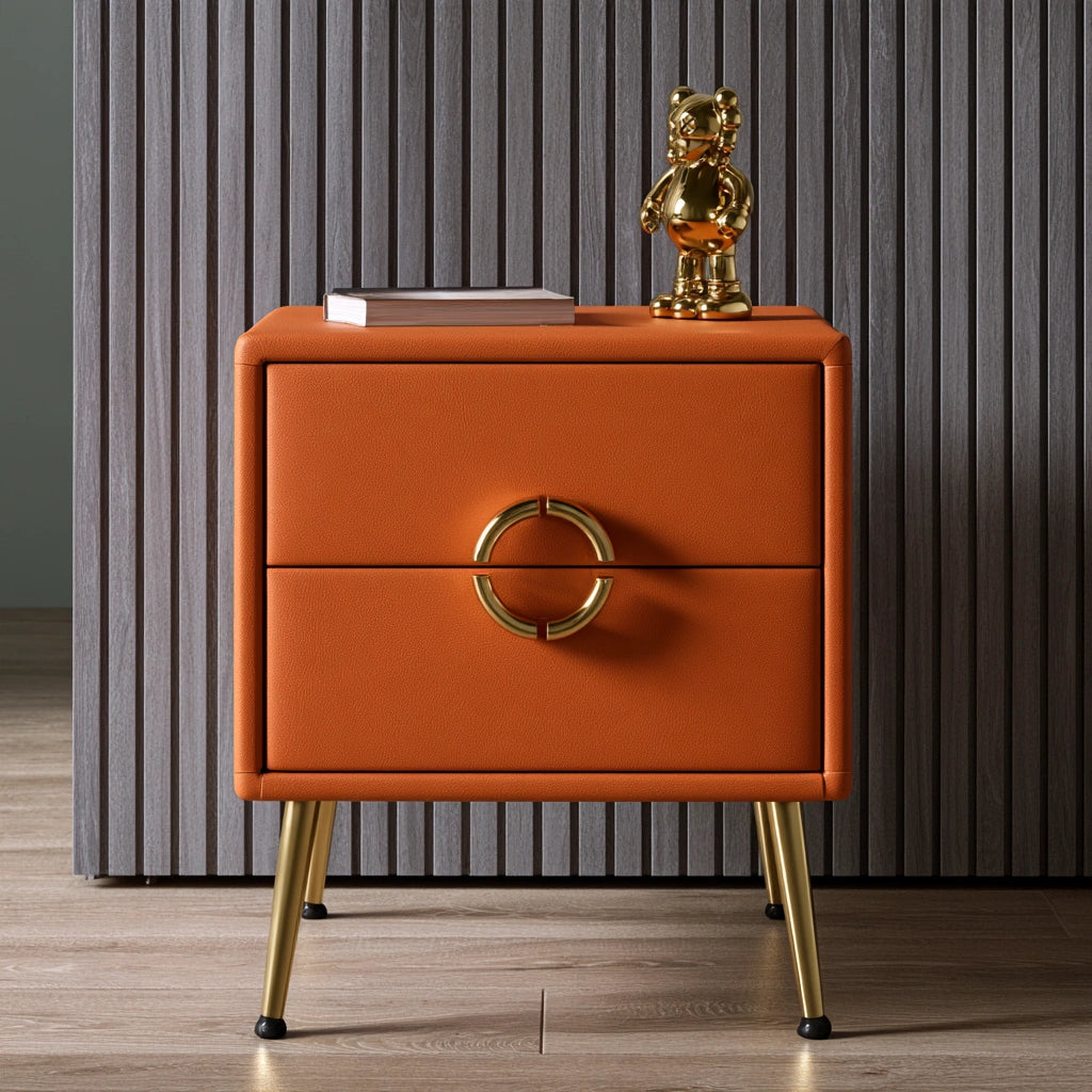 Akzentstuhl mit Lederbezug, Farbe: orange